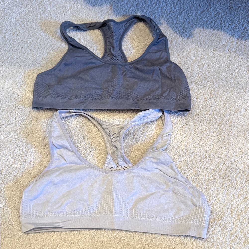 Girls Gray and White Sports Training Bras(Ships from OR)